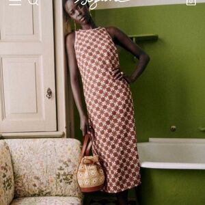 Sezane Reneka dress caramel ecru size 34